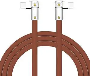 chubbycable FlexElbow Pro - 90 Degree Design 240W Fast Charge Cable Ultra-Thick Silicone Right Angle USB C Cable Phone Tablets Charging Cord, Chocolate, Double Elbow Type C to Type C, 19.6FT