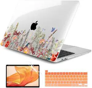 Dongke MacBook Pro 13 inch Case Model A2251/A2289 2020 Released, Plastic Hard Shell Case Cover for MacBook Pro 13 inch with Retina Display & Touch Bar Fits Touch ID (Floral Illustration)