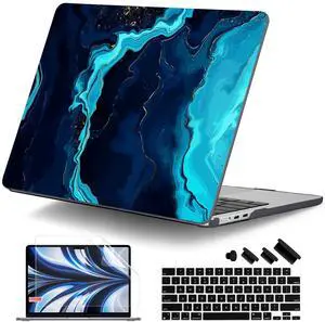 DONGKE for M4 MacBook Air 13.6 Inch Case 2025 2024 2023 2022 Model A3240 A3113 A2681 M3 M2 Chip, Plastic Hard Shell Case Cover with Touch ID for MacBook Air 13 Inch M4 - Blue Marble