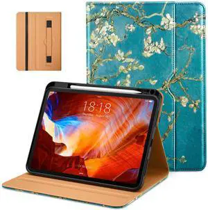DTTO for iPad Pro 11 inch Case (M4) 2024, Premium Leather Business Folio Stand Cover with Pencil Holder - Auto Wake/Sleep and Multiple Viewing Angles, Blossom