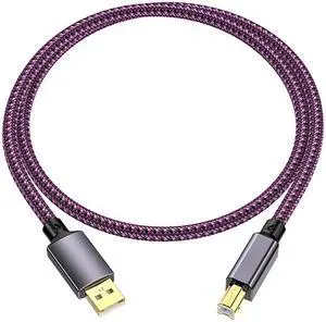 Dufray 1.6FT HiFi USB Cable, 7N OCC Conductor, OFC Silver-Plated Shielding, A Male to B Male Hi-end USB Cord, Audiophile USB Wire for DAC Printer Amplifiers Speaker Audio (ZC7010)