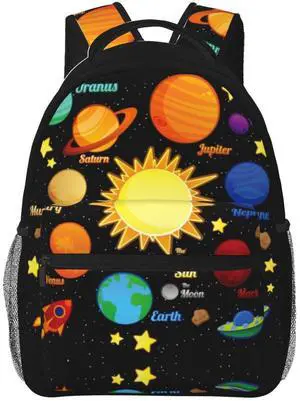 Dujiea 17 Inch Backpack Planets Laptop Backpack School Bookbag Travel Shoulder Bag With Chest Strap