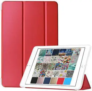 DuraSafe Cases for iPad PRO 10.5 Air 3 [ PRO 10.5 Inch Air 3rd Gen ] A1701 A1709 A1852 A2152 A2123 A2153 A2154 Smart Trifold Lightweight Soft Silicone Transparent Front & Back Cover - Scarlet