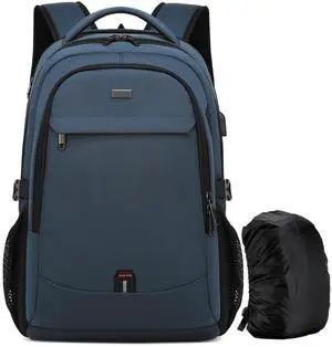 DUSLANG 17 Inch Laptop Backpack for Travel with Backpack Rain Cover College Backpack for Men Laptop Bag with USB Charging Port,Blue