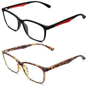 Blue Light Blocking Glasses 2-Pack, ecoeco Reading Gaming Fashion Light Glasses with HD Clear Lens - Anti Eyestrain & UV Calre, Computer TV Comfortable Glasses for Women Men(BlackRed +Leopard)