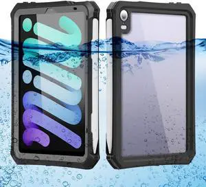 FONREST IP68 Waterproof Case Compatible with iPad Mini (A17 Pro 7th Gen) 8.3'' 2024/ Mini 6 w/Pencil Holder Kickstand Shock-Dust-Proof Full-Sealing Cover Compatible with Magic Keyboard A2993 A2995