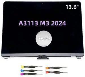 New LCD for MacBook Air Retina 2024 M3 A3113 EMC 8611 MRXP3 MRXR3 MRXU3 MRXN3 MRXQ3 MRXT3 MRXV3 13.6inch 2560x1664 Full LCD Screen Display Assembly Silver