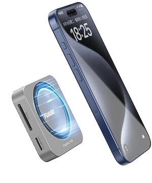 Magnetic M.2 NVMe SSD Enclosure & USB C Docking Station for iPhone MagSafe Portable SSD case, Magnetic External SSD &USB HUB 4K@60Hz HDMI, 10Gbps 100W PD Charging Compatible with iPhone 16