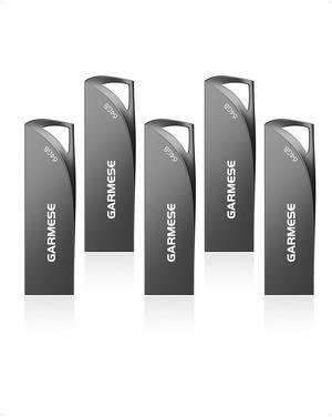 GARMESE 64GB USB 3.0 Flash Drive, 5-Pack Waterproof Metal USB Memory Stick, Slim Thumb Drive Portable Pen Drive with Keychain Hole Stylish Jump Drive for PC Computer Car