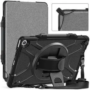 GooodiDEAR for  Fire Max 11 Case (13th Gen 2023), Rugged Multi-Angle Kickstand, Heavy Duty Shockproof TPU Protection, Adjustable Hand Strap, Stylus Holder, Shoulder Strap, Elastic Band - Black