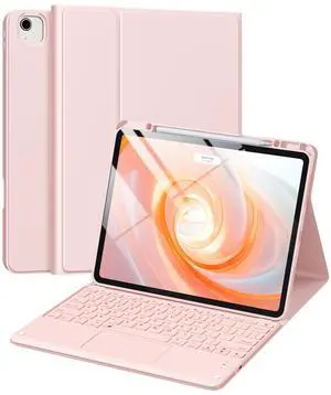 Harvopu for iPad Air 13 inch & Pro 12.9 Case with Keyboard - Multi-Touch Trackpad, 7 Colors Backlit, Detachable Folio Keyboard Cover for iPad Pro 12.9 (6th, 5th, 4th, 3rd gen), Air 13 M3/ M2 (Pink)