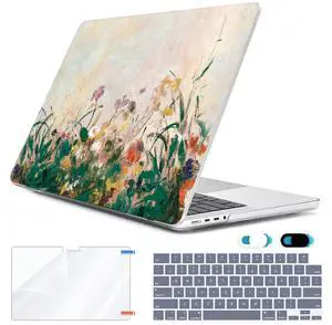 HOHAIYOO for MacBook Pro 14 inch 2024 2023 2022 2021 M4 M3 M2 M1 A3112 A3185 A3401 A2918 A2992 A2779 A2442 Touch ID, Hard Shell Case with Keyboard Cover&Screen Protector&Webcam Cover, Oil Painting