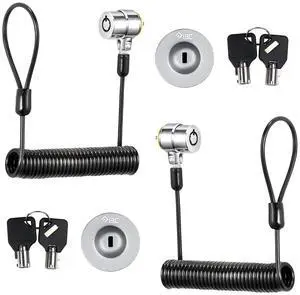 I3C Laptop Cable Lock Retractable Hardware Security Cable Lock with Anchor Plate Compatible with Laptop, Smart Phone, Tablet, and Other Electronic Products (Silver 2pack)