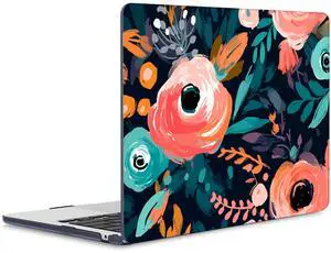 ICEKEE Compatible with M4 MacBook Air 13.6 inch A3240 Case 2025 2024 2023 2022 Release A2681 M2/ A3113 M3 with Touch ID & Retina Display, Plastic Hard Shell Case, Abstract Flower P372