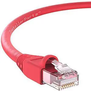 InstallerParts Ethernet Cable CAT6A Cable UTP Booted 25 FT - Red - Professional Series - 10Gigabit/Sec Network/High Speed Internet Cable, 550MHZ