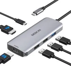 Docking Station USB C to Dual HDMI Adapter, MOKiN USB C Hub Dual HDMI Monitors for Windows