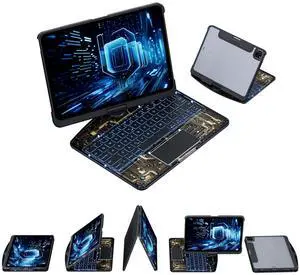 KARTICE Transparent 360 Keyboard Case with Wireless Keyboard for iPad Pro 13 2024 13 inch, Multi-Touch Trackpad, 7 Color Backlight, 360deg Rotating Stand with Pencil Holder for iPad Pro 13