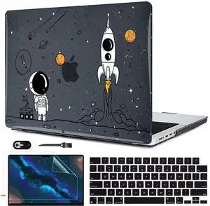 LCMOCICO for 2024 MacBook Pro 16 inch Case M4 A3403 A3186 A2991 A2780 A2485 M4 M3 M2 M1 Pro/Max Chip 2024-2021 Release, Glitter Printed Pattern Plastic Hard Shell Case Cover, Astronauts & Spacecraft