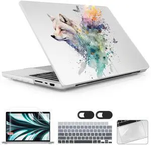 Lepeoac for MacBook Pro 14 Inch 2024 2023 2022 2021 Release M4 A3112 A3401 A3185 M3 A2918 A2992 M2 A2779 M1 A2442 Pro/Max Chip, Plastic Hard Shell Case with Keyboard Cover, Wolf