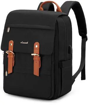 LOVEVOOK Laptop Backpack Purse for Women Vintage Travel Computer Backpack Fashion 17 Inch Airline Approved Carry on Backpack Large Teacher Nurse Bag for Work Business College, Black