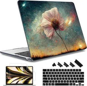 May Chen Compatible with M4 MacBook Air 15 inch Case 2025 2024 2023 A3241 A3114 M3 A2941 M2 with Liquid Retina Display & Touch ID, Plastic Hard Shell with Keyboard Cover - Flower Stars