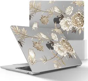 May Chen for MacBook Air M4 M3 M2 13.6 inch Case 2025 2024 2023 2022 Release, Models: A3240 A3113 A2681, Flexible Plastic Case for M4 13.6" Laptop, Hard Shell with Keyboard Cover, Floral Seamless