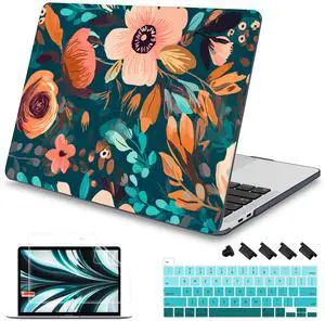 Mektron Case for MacBook Pro 16 Inch A2141 Cover 2019 Release 16" with Liquid Retina Display/Touch ID, Plastic Hard Shell with Keyboard Skin & Screen Protector & Dust Plug, Abstract Florals