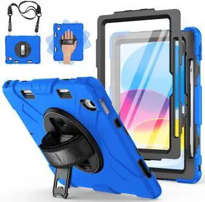 Miesherk Case for iPad (A16) 11th/10th Generation 2025/2022 with Screen Protector, Full-Body Drop Protection 360deg Rotate Stand/Hand Strap, Cover Compatible with iPad 10th Gen 10.9/11-inch
