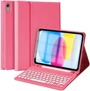 MMK iPad 10th Generation Case With Keyboard 10.9 Inch (A2757/A2777), Backlit BT Keyboard & Pencil Holder - Watermelon MMK iPad 10th Generation Case With Keyboard 10.9 Inch (A2757/A2777), Backlit BT Keyboard & Pencil Holder - Watermelon