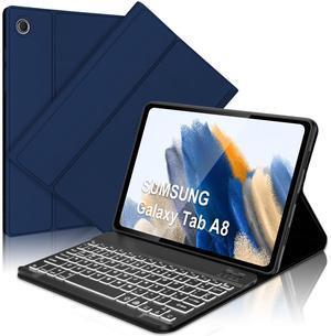Keyboard Case for Samsung Galaxy Tab A8 10.5 inch 2022, 7 Colors Backlit & Magnetic Detachable Bluetooth Keyboard, Slim Soft Folio Tablet Cover Case for Tab A8 SM-X200/X205/X207, Auto Sleep/Wake Up