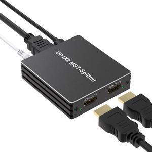 DisplayPort to Dual HDMI Splitter - 4K@60Hz Adapter for Dual Monitors Extended Display SST/MST Specification Display Port in 2 HDMI Out for Desktop, Laptop, NVIDIA, AMD Graphics Card, HDCP 2.3, HDR10