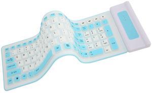 Serounder Silicone Keyboard, Foldable Silicone Keyboard Soft Waterproof Rollup Keyboard for PC Laptop Notebook, 103 Keys, Mute Typing, Lightweight (Blue)