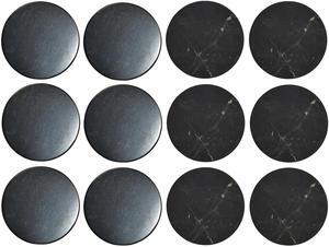 Shungite World 12 pcs Shungite Stickers Set Round 50 mm Polished and Unpolished (6 of Each) for Cell Phone Case Tablet Laptop Computer - Energy Shungite Stones Protection Plate with Carbon Fullerenes
