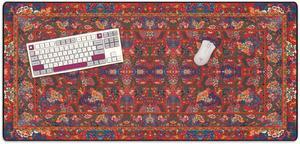 MPCO. Arabic Textiles Cobalt-and-Clover Large Size Gaming WFH Mousepad Full Desk (Cobalt&Clover, DuraGlyde Fabric (Large (36" x 17"))