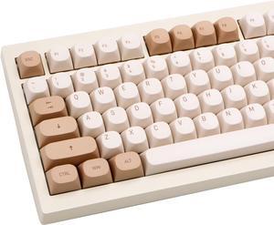 TIMSEKER 119 Keys Retro Minimalist Brown and Grey Keycaps, Custom MA Profile PBT Dye Sub Keycaps for ANSI Layout Cherry Mx Mechanical Keyboard (Only Keycap)