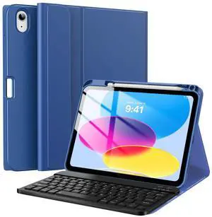 TiMOVO Keyboard Case for iPad (A16) 11th Generation 11 Inch 2025/iPad 10th Generation 10.9 Inch 2022, Wireless Detachable Keyboard Cover with Pencil Holder, Multi-Angle Keyboard Folio, Navy Blue