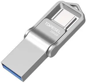 TOPESEL 256GB USB-C Flash Drive - Dual USB 3.0, Waterproof, Portable for Computer, Mac, Smartphone, Tablet