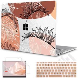 Tuiklol Case for 13.5'' Microsoft Surface Laptop 5/4/3 Alcantara Palm Rest 2022-2018 Model 1959 1958 1867 Hard Shell Cover,Keyboard Cover+Screen Protector+Dust Plugs, Leaves