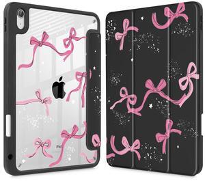 Tuiklol Case for iPad 11 inch (A16 Chip) 2025 Generation 11th / iPad 10.9 inch 2022 10th Gen, Buit in Pencil Holder with Shockproof Cover Clear Transparent Back Shell Auto Wake/Sleep, Bow