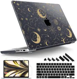 Tuiklol for M4 MacBook Pro 14 Inch Case 2024-2021 Release A3112 A3401 A3185/M3 A2918 A2992/M2 A2779/M1 A2442 Pro/Max Chip,Hard Shell Case with Screen Protector for Touch ID, Moons and Stars