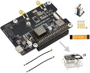 PCIe to M.2 E Key Adapter with PoE Function Compatible with Raspberry Pi 5, Support Various NGFF (M.2 E Key) Wireless NIC & PoE Power Supply& USB Bluetooth Connection, HAT+ Standard