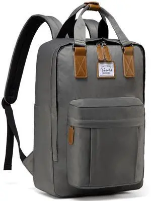 VASCHY School Backpack for Men, Travel Backpack Water Resistant College High School Computer Bag Student Bookbag, Gray