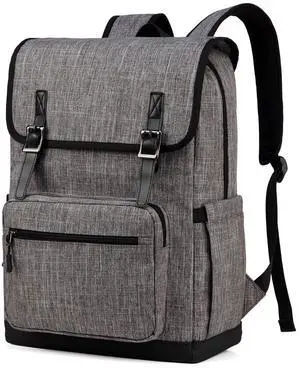 VASCHY Laptop Backpack, Water Resistant Multifunctional Business College Bookbag Computer Travel Backpack for Men Women Fits 15.6in Laptop,Gray