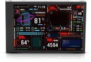 Computer Temp Monitor, 3.5 Inch Dimmable PC Temperature Display with Holder, 360 Degrees Rotation, USB C, Theme Editor, Monitor for CPU, GPU, Data Monitor
