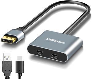 8K 60Hz HDR DisplayPort to USB C Female Cable Adapter with Powered,Uni-Directional DP Input to Type C Display Converter Support Touch,Compatible with VR/XR/AR Glasses, Laptop, PC