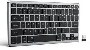 XIWMIX Multi-Device Bluetooth & 2.4G Wireless Keyboard,Switch up to 4 Devices,Dual-Mode Portable Universal Rechargeable Keyboard for iPad/Tablets/iPhone/Laptop/PC and More iOS Android Windows