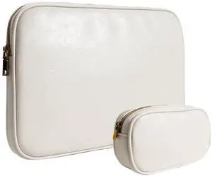Yesmornsis PU Leather Padded Laptop Sleeve Bag 13Inch Compatible with 2024 MacBook Air 13.6 A3113 M3 A2681,New MacBook Pro 13 M2 A2686 with Charger Pouch Color White
