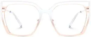 Zeelool Square Blue Light Glasses for Women Oversized Metal Eyeglasses White Designer Eyewear Glasses Anti Eyestrain Quinn JGM663645-02B