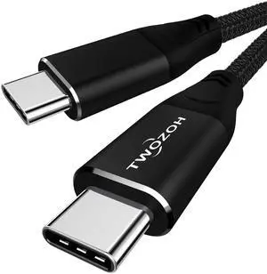 Twozoh USB C to USB C 3.2 Gen 2 Cable 20Gbps Data Transfer 100W PD Fast Charging 4K Video Output Monitor Cord (15FT, Black)