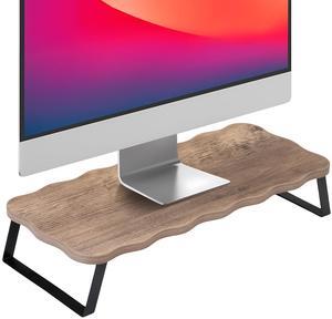 Monitor Stand Riser, Wooden Computer Stand for Desk, Wood and Steel Multi-Purpose Desktop Storage Laptop Riser Desk Shelf for Computer, Laptop, PC, Printer, 21.65 x 9.45 x 3.94 Inch Length (Gray/1 Pc)